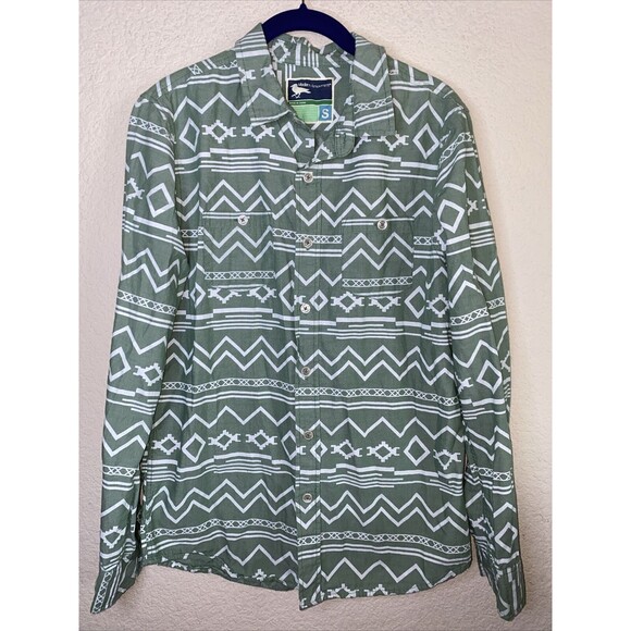 MENS WESTERN TRIBAL Aztec LONG SLEEVE Button Up SHIRT S art Modern Amusement - Picture 1 of 9